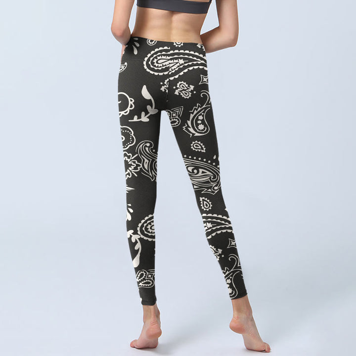 Buddha Stonesペイズリー スカル ウィング柄 ジムレギンス レディース ヨガパンツ - image 6