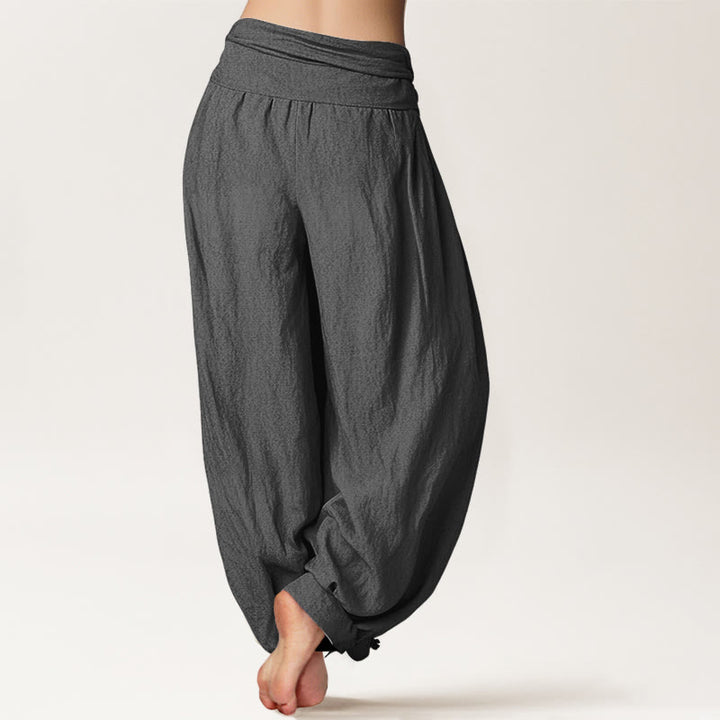 Buddha Stonesシンプルデザイン ピンク 蓮柄 純綿 レディース 伸縮性ウエスト ハーレムパンツ - image 9
