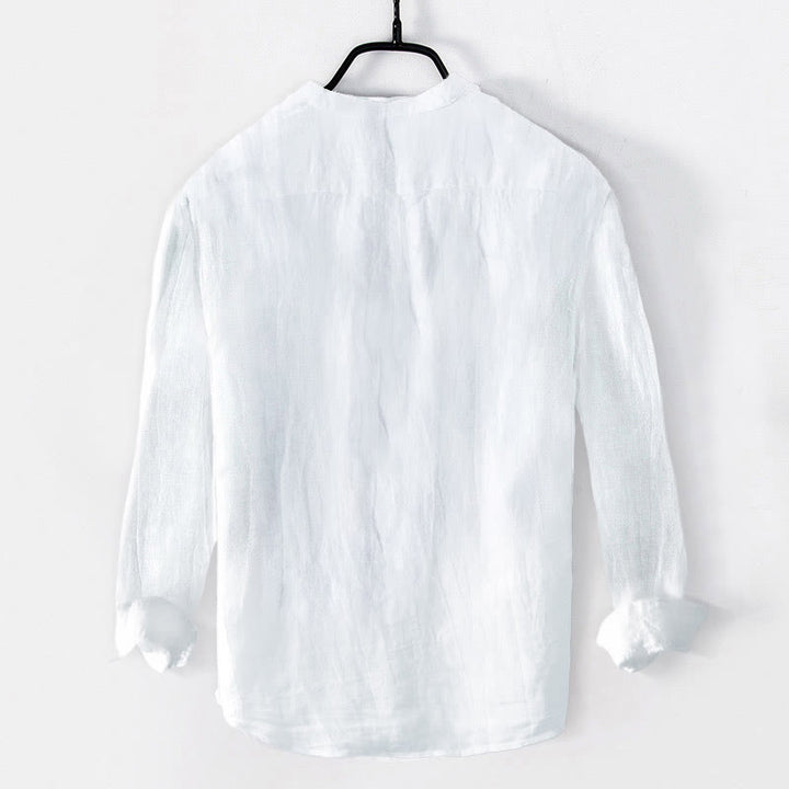 Buddha Stonesと飛鶴の太陽柄 半ボタン メンズ コットンリネン 長袖シャツ - image 7