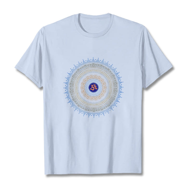 Buddha Stones曼荼羅花OM柄Tシャツ - ライトシアン - 2XL - image 18