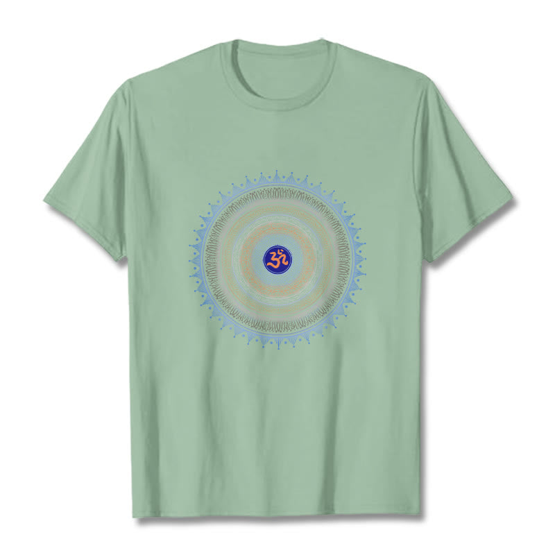 Buddha Stones曼荼羅花OM柄Tシャツ - ペールグリーン - 2XL - image 14