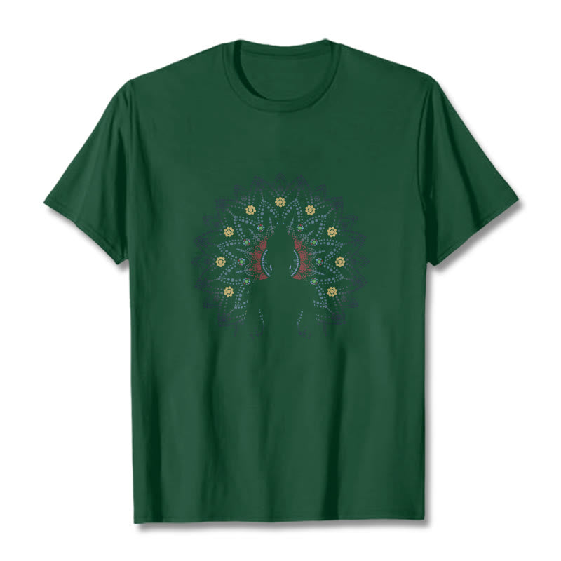 Buddha Stones曼荼羅花座仏陀柄Tシャツ - フォレストグリーン - 2XL - image 12