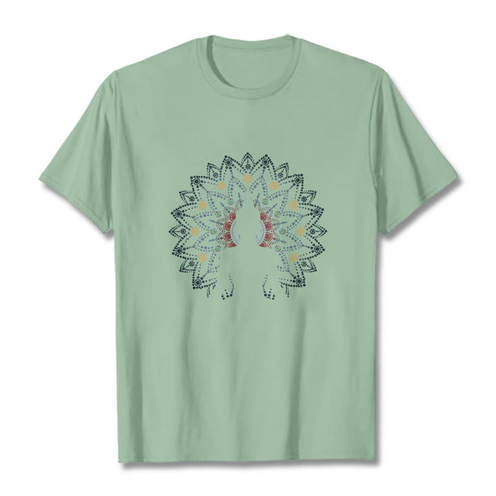 Buddha Stones曼荼羅花座仏陀柄Tシャツ - ペールグリーン - 2XL - image 4