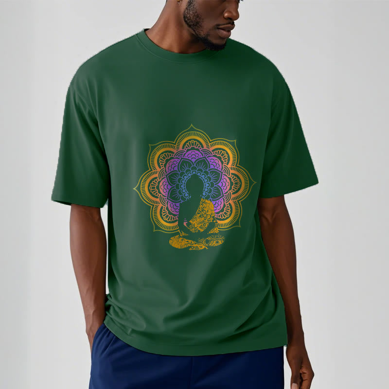 Buddha Stonesマルチカラー マンダラ フラワー 座仏 柄 Tシャツ - image 13