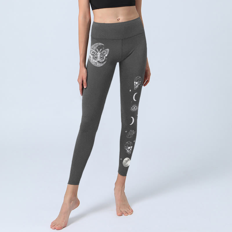 Buddha Stonesムーンモス スカルデザイン ジムレギンス レディース ヨガパンツ - image 5