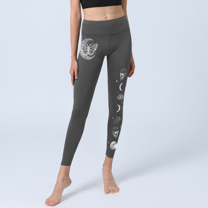 Buddha Stonesムーンモス スカルデザイン ジムレギンス レディース ヨガパンツ - image 5