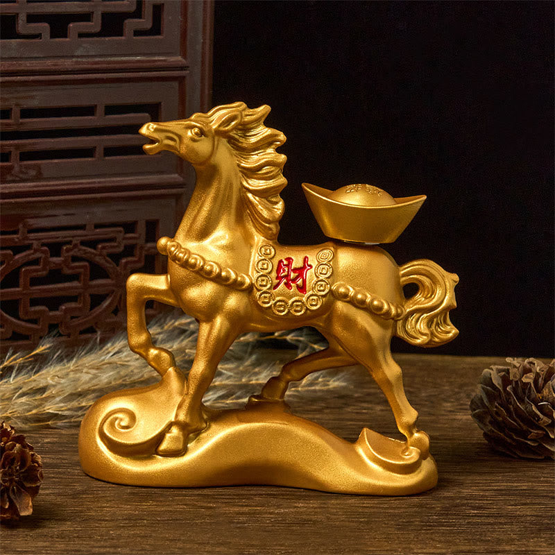 Buddha Stones中国十二支 馬 チャーム 銅貨幸運繁栄豊かさ家の装飾 - image 1