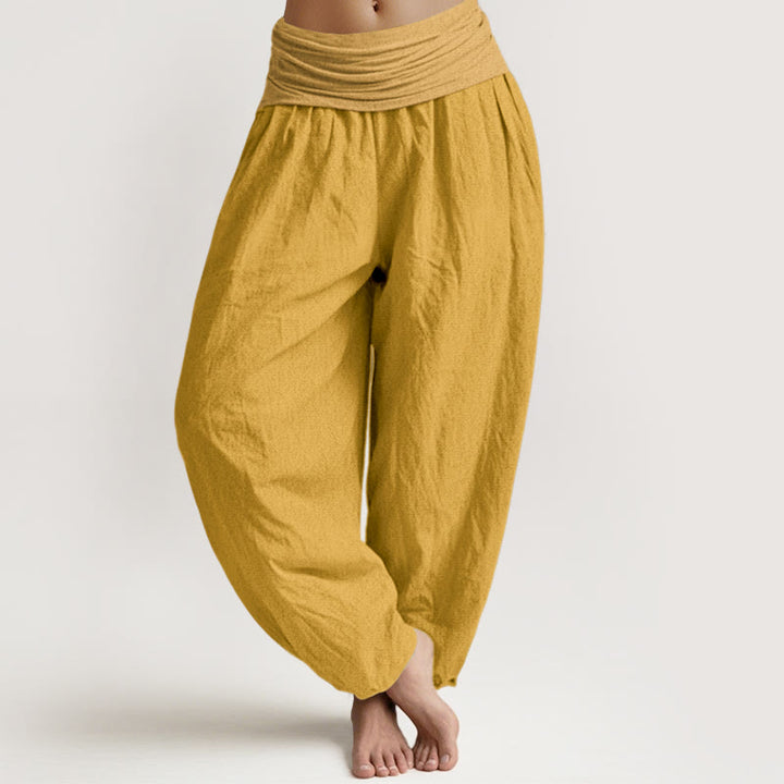 Buddha Stones Goldenrod レディース ピュアコットン 伸縮性ウエスト ハーレムパンツ - ゴールデンロッド - US16、 UK/AU20、 EU48 (3XL) - image 0