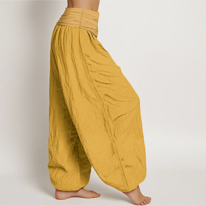 Buddha Stones Goldenrod レディース ピュアコットン 伸縮性ウエスト ハーレムパンツ - image 2
