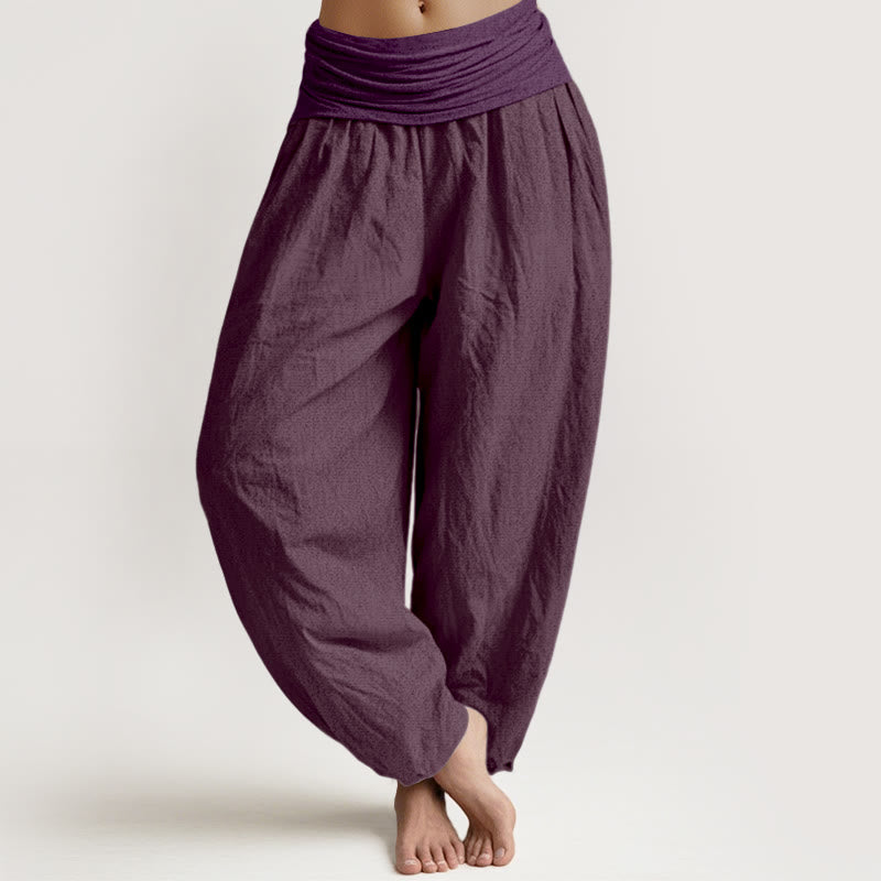 Buddha Stonesパープル ピュアコットン レディース 伸縮性ウエスト ハーレムパンツ - 紫 - US16、 UK/AU20、 EU48 (3XL) - image 0