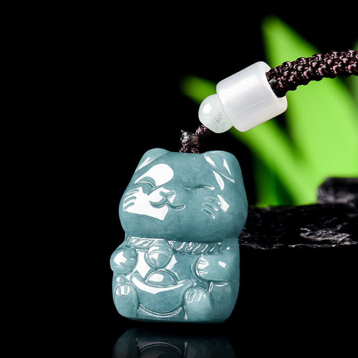 Buddha Stones天然石 富を引き寄せる 猫翡翠ネックレス豊かさのペンダント - image 2