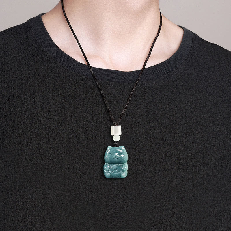 Buddha Stones天然石 富を引き寄せる 猫翡翠ネックレス豊かさのペンダント - image 7