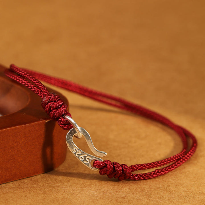 Buddha Stones925 スターリングシルバー フックデザイン赤紐強さ カラフルブレスレット - image 1