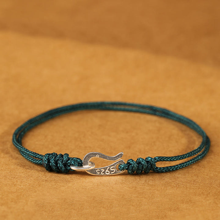 Buddha Stones925 スターリングシルバー フックデザイン赤紐強さ カラフルブレスレット - ティール - 20cm - image 19