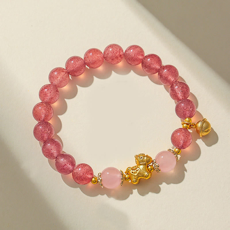 Buddha Stones馬年 8mm シトリン ピンククリスタル ストロベリークォーツ守護ブレスレット - ストロベリークォーツ（手首周り：13～15cm） - image 11