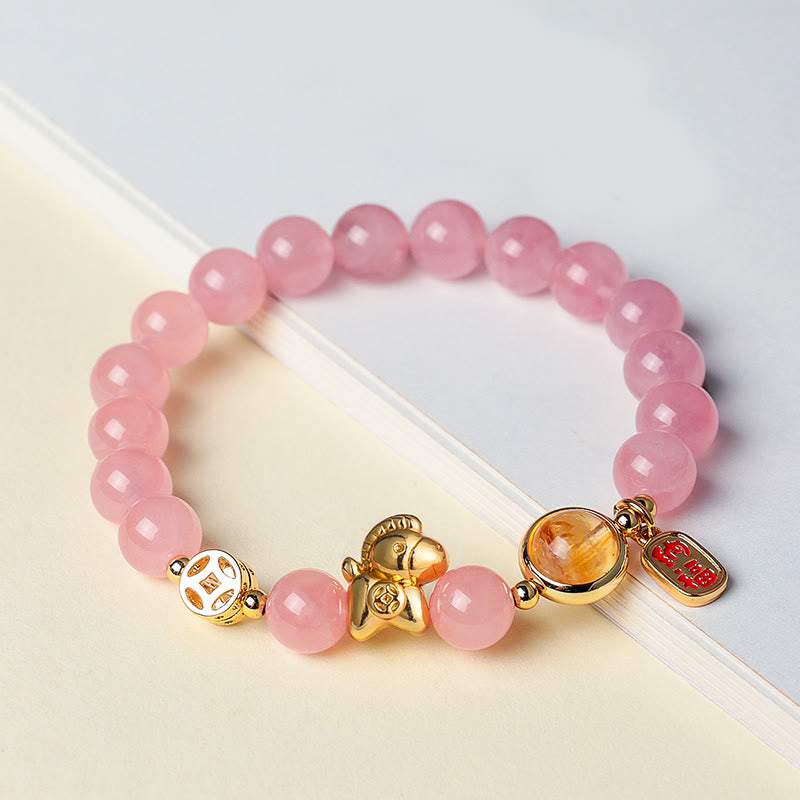 Buddha Stones馬年 天然石 8mm 黒曜石 レッドアゲート ピンククリスタル強さブレスレット - image 13