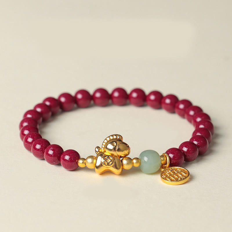 Buddha Stones午年 天然辰砂 和田翡翠 集中ブレスレット - 辰砂（手首周り：13～15cm） - image 7