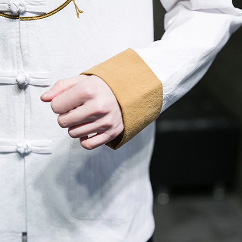 Buddha Stones刺繍鶴柄カエルボタンメンズコットン長袖ジャケットポケット付き - image 17