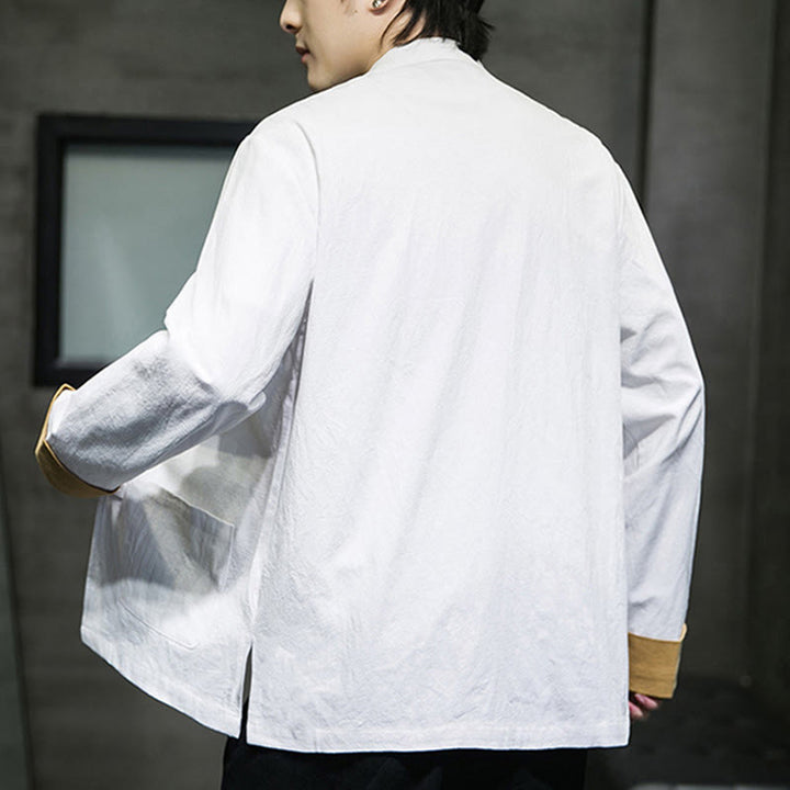 Buddha Stones刺繍鶴柄カエルボタンメンズコットン長袖ジャケットポケット付き - image 10