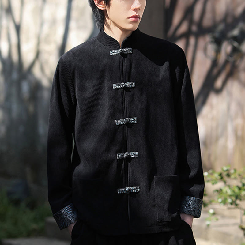 Buddha Stonesスプリング ジャカード フロッグボタン メンズ コットン コーデュロイ 長袖 ジャケット ポケット付き - image 15