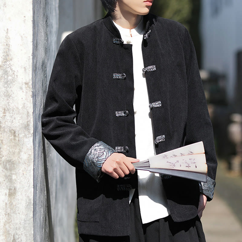 Buddha Stonesスプリング ジャカード フロッグボタン メンズ コットン コーデュロイ 長袖 ジャケット ポケット付き - image 19