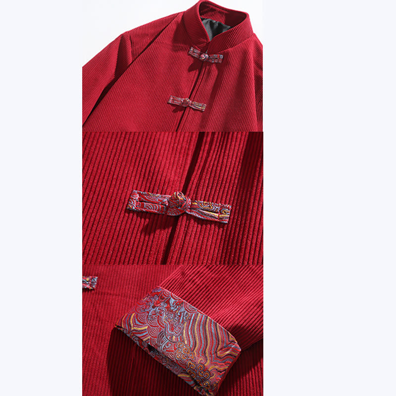 Buddha Stonesスプリング ジャカード フロッグボタン メンズ コットン コーデュロイ 長袖 ジャケット ポケット付き - image 9