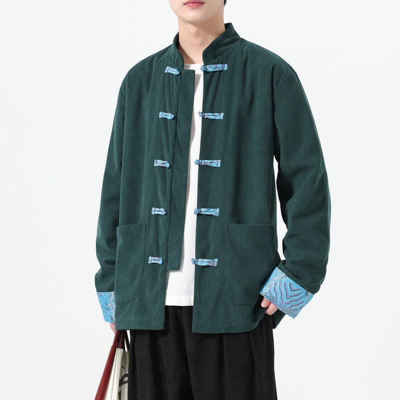 Buddha Stones花柄 長袖 メンズ コットン コーデュロイ タンスーツ ジャケット ポケット付き - image 16