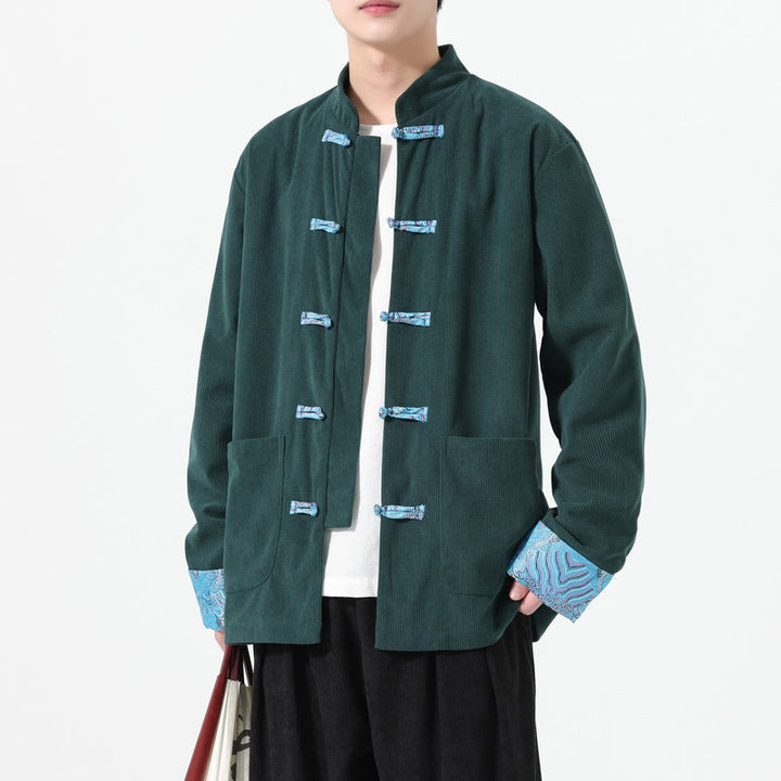 Buddha Stones花柄 長袖 メンズ コットン コーデュロイ タンスーツ ジャケット ポケット付き - image 16