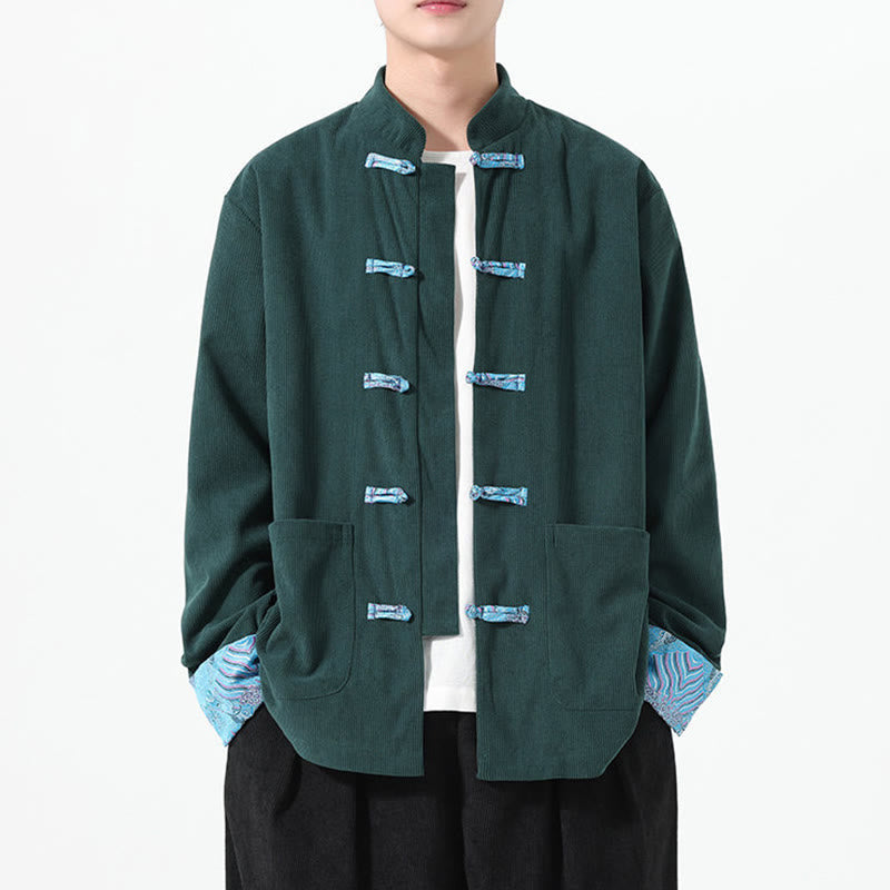 Buddha Stones花柄 長袖 メンズ コットン コーデュロイ タンスーツ ジャケット ポケット付き - image 17