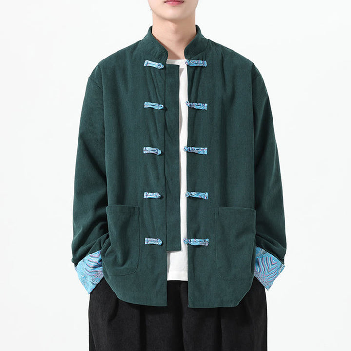 Buddha Stones花柄 長袖 メンズ コットン コーデュロイ タンスーツ ジャケット ポケット付き - image 17