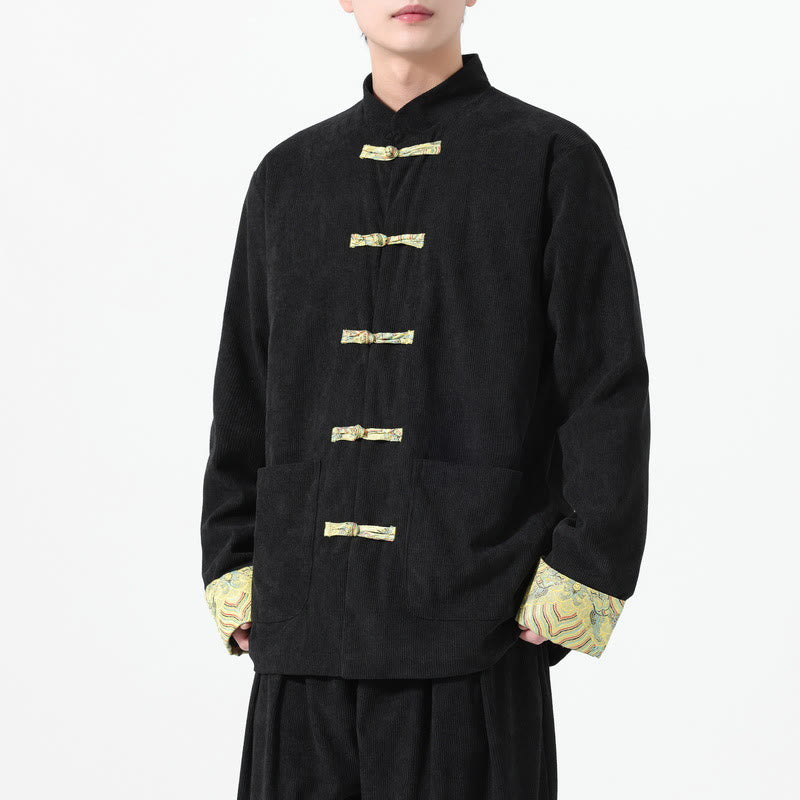 Buddha Stones花柄 長袖 メンズ コットン コーデュロイ タンスーツ ジャケット ポケット付き - image 7