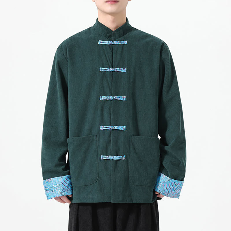 Buddha Stones花柄 長袖 メンズ コットン コーデュロイ タンスーツ ジャケット ポケット付き - image 14