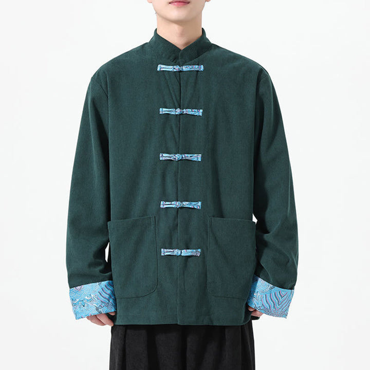 Buddha Stones花柄 長袖 メンズ コットン コーデュロイ タンスーツ ジャケット ポケット付き - image 14