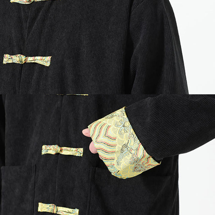 Buddha Stones花柄 長袖 メンズ コットン コーデュロイ タンスーツ ジャケット ポケット付き - image 12