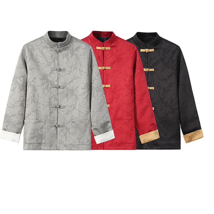 Buddha Stonesジャカード スタンドカラー 長袖 メンズ コットンジャケット ポケット付き - image 15