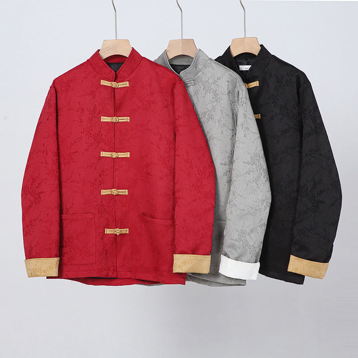 Buddha Stonesジャカード スタンドカラー 長袖 メンズ コットンジャケット ポケット付き - image 14