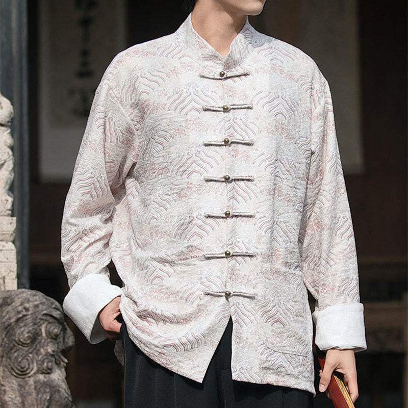 Buddha Stonesプリント花柄メンズボタンデザイン長袖シャツ（ポケット付き） - image 12