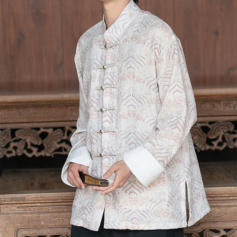 Buddha Stonesプリント花柄メンズボタンデザイン長袖シャツ（ポケット付き） - image 8