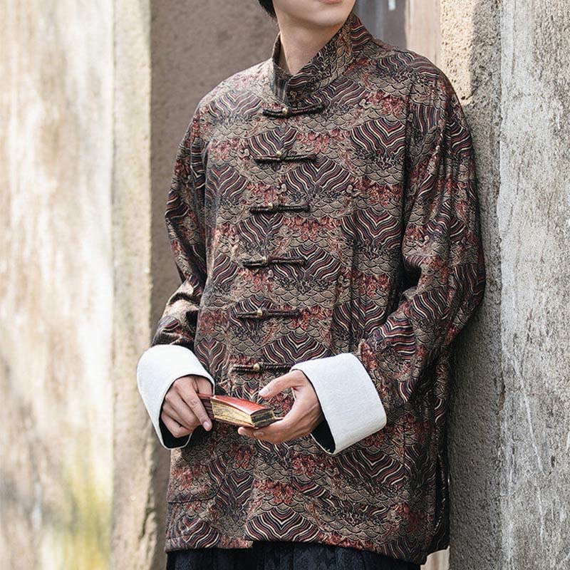 Buddha Stonesプリント花柄メンズボタンデザイン長袖シャツ（ポケット付き） - image 20