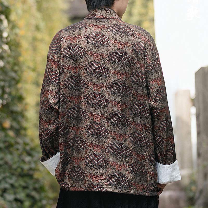 Buddha Stonesプリント花柄メンズボタンデザイン長袖シャツ（ポケット付き） - image 24