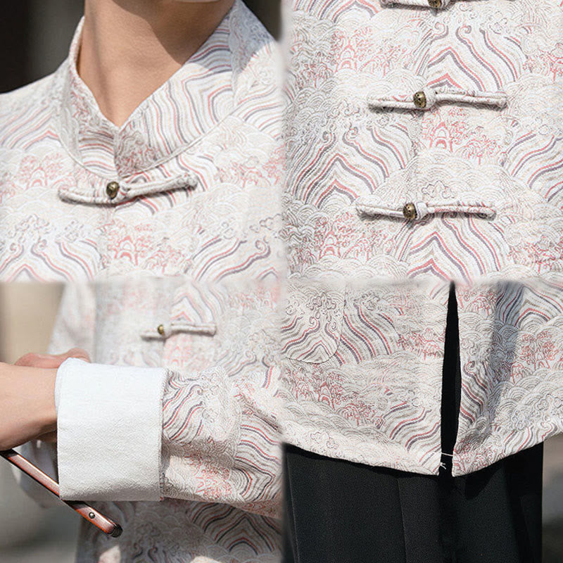 Buddha Stonesプリント花柄メンズボタンデザイン長袖シャツ（ポケット付き） - image 16