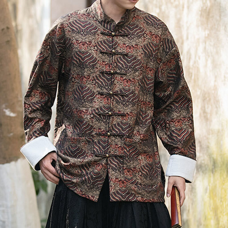 Buddha Stonesプリント花柄メンズボタンデザイン長袖シャツ（ポケット付き） - image 22