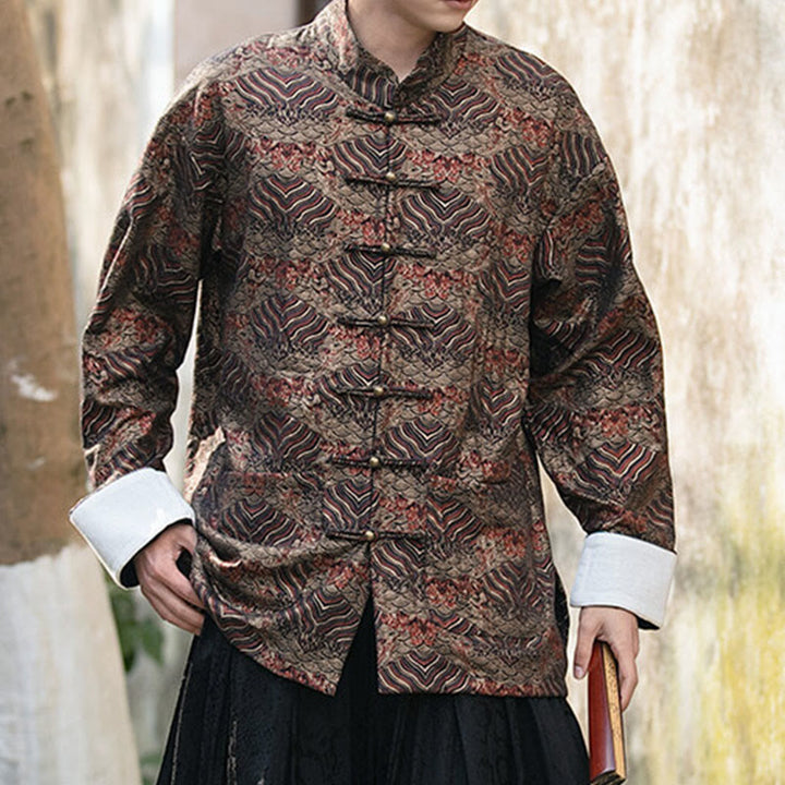 Buddha Stonesプリント花柄メンズボタンデザイン長袖シャツ（ポケット付き） - image 22