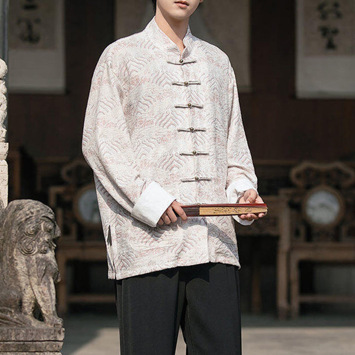 Buddha Stonesプリント花柄メンズボタンデザイン長袖シャツ（ポケット付き） - image 14