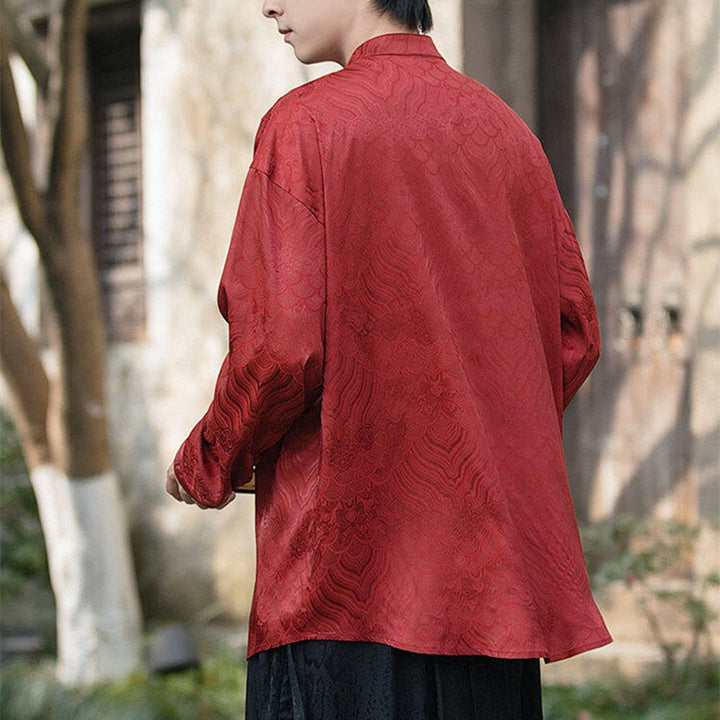 Buddha Stones中国風 カエルボタン 竹模様 スタンドカラー メンズ 長袖シャツ - image 21