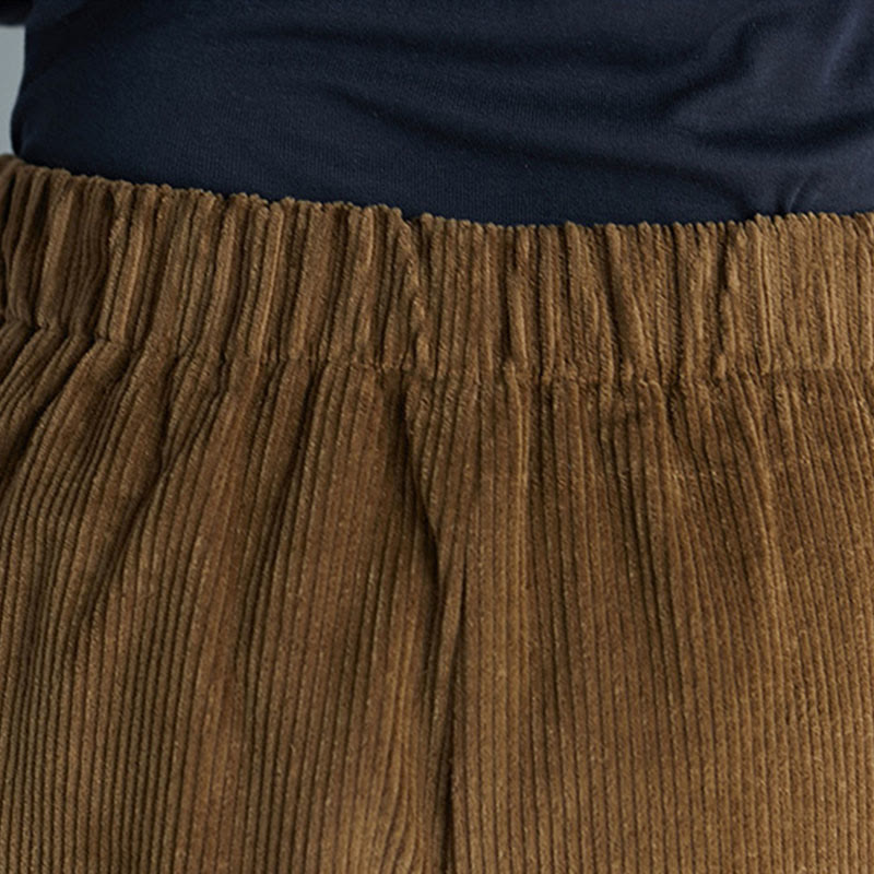 Buddha Stonesレディース プレーンサイドジッパーデザイン ワイドレッグ コーデュロイ 7-8丈パンツ ポケット付き - image 6