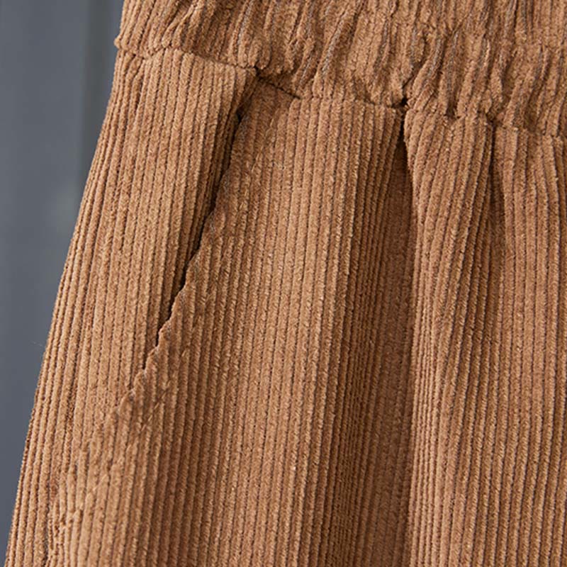 Buddha Stonesペルーカラー 厚手デザイン レディース コットンコーデュロイ ハーレムパンツ ポケット付き - image 3