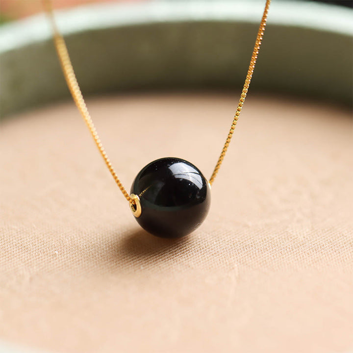 Buddha Stones925スターリングシルバー アンバーラウンドビーズ コンフィデンスフォーカスペンダントネックレス - image 2