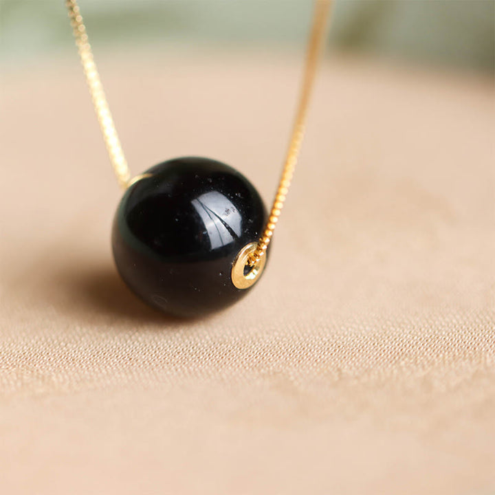 Buddha Stones925スターリングシルバー アンバーラウンドビーズ コンフィデンスフォーカスペンダントネックレス - image 3