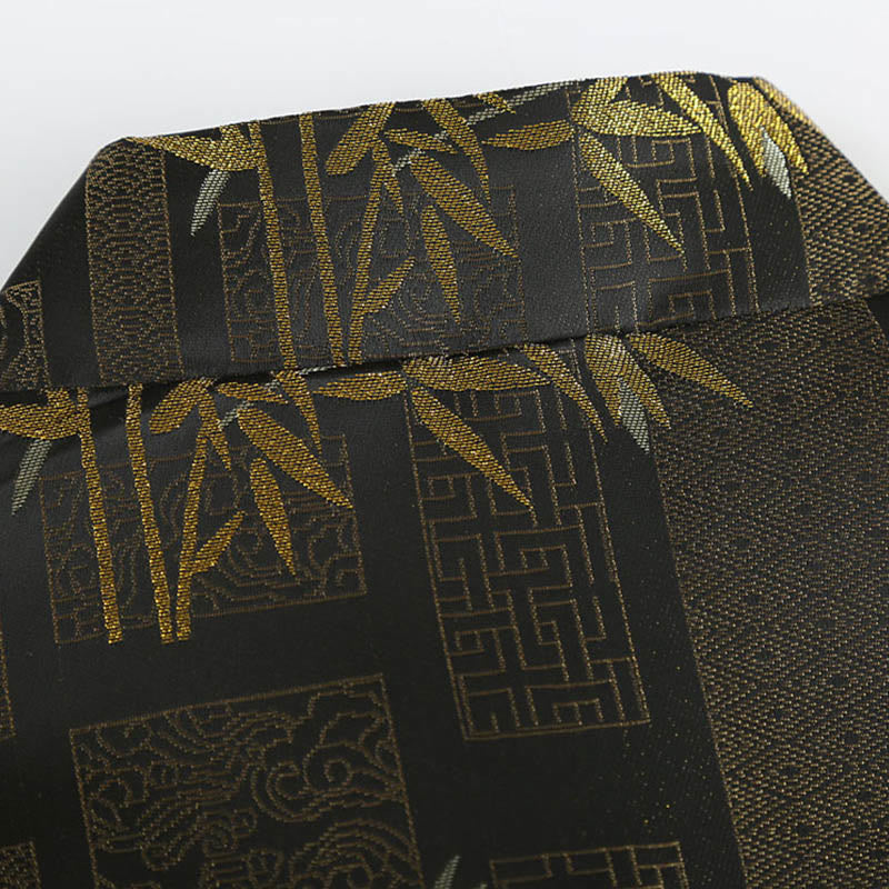 Buddha Stonesゴールデンバンブージャカードフロッグボタン長袖メンズジャケット（ポケット付き） - image 5